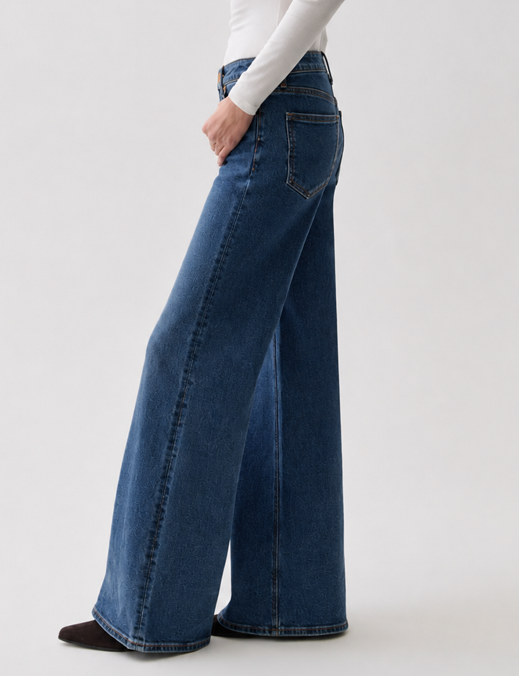 Vivian Mid Rise Wide Leg, Blue Depths
