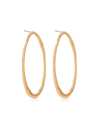 Hammered Large Oval Earrings, Gold