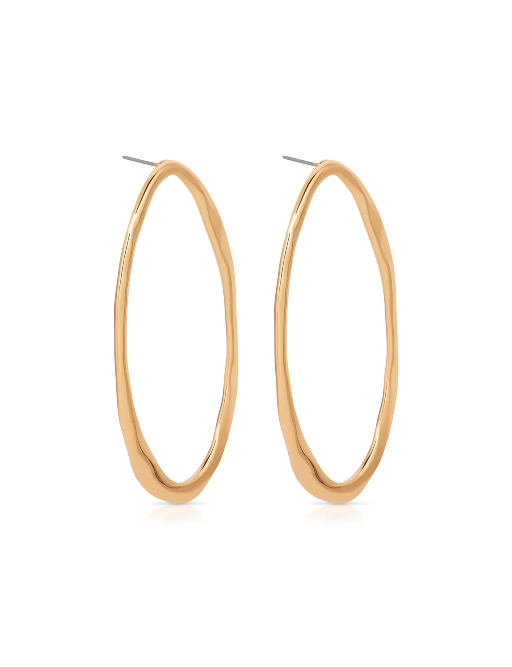 Hammered Large Oval Earrings, Gold