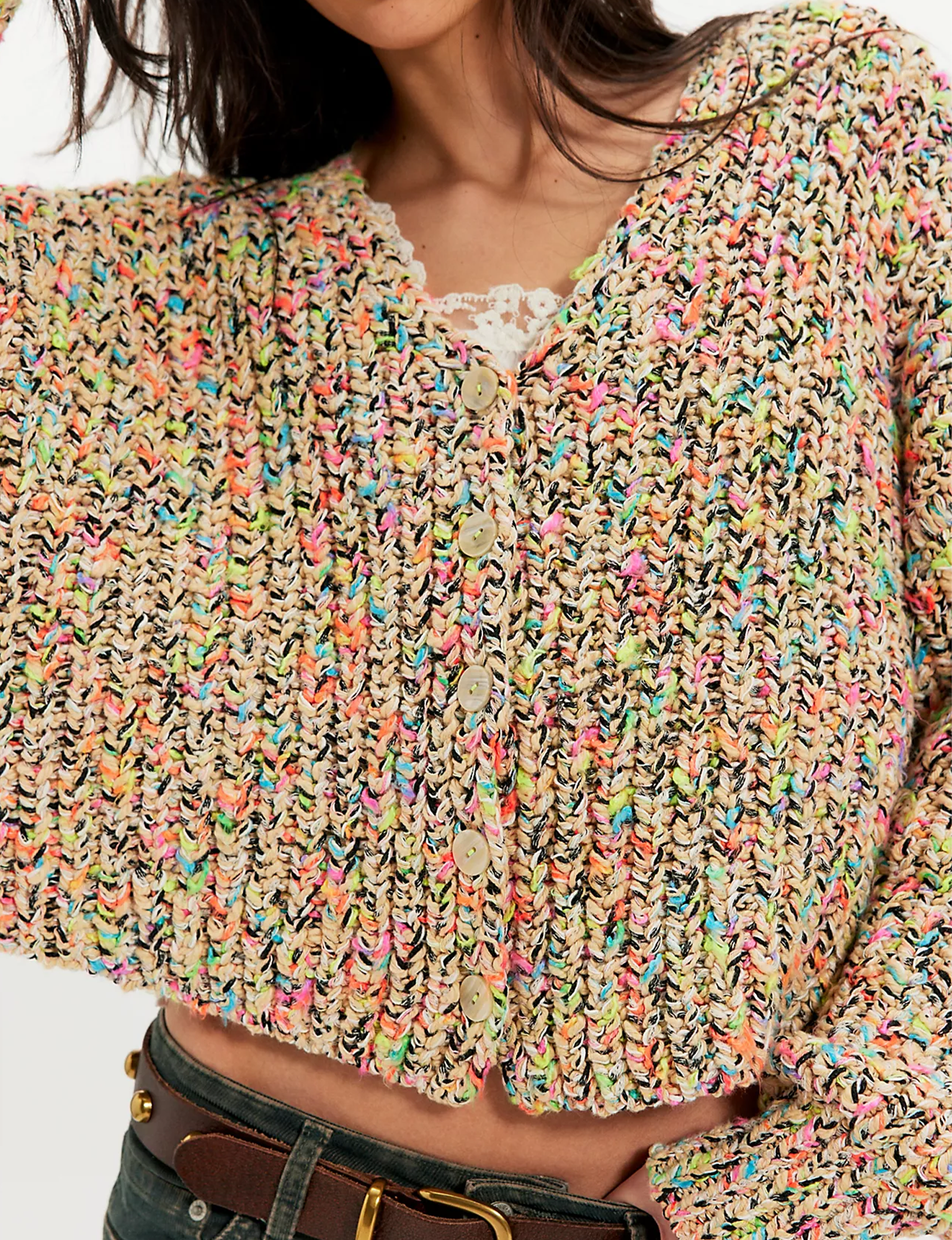 Flea Market Cardigan, Neon/Sand Combo