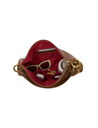 Kyle Large Handbag, Cinnamon Suede/Antique Gold