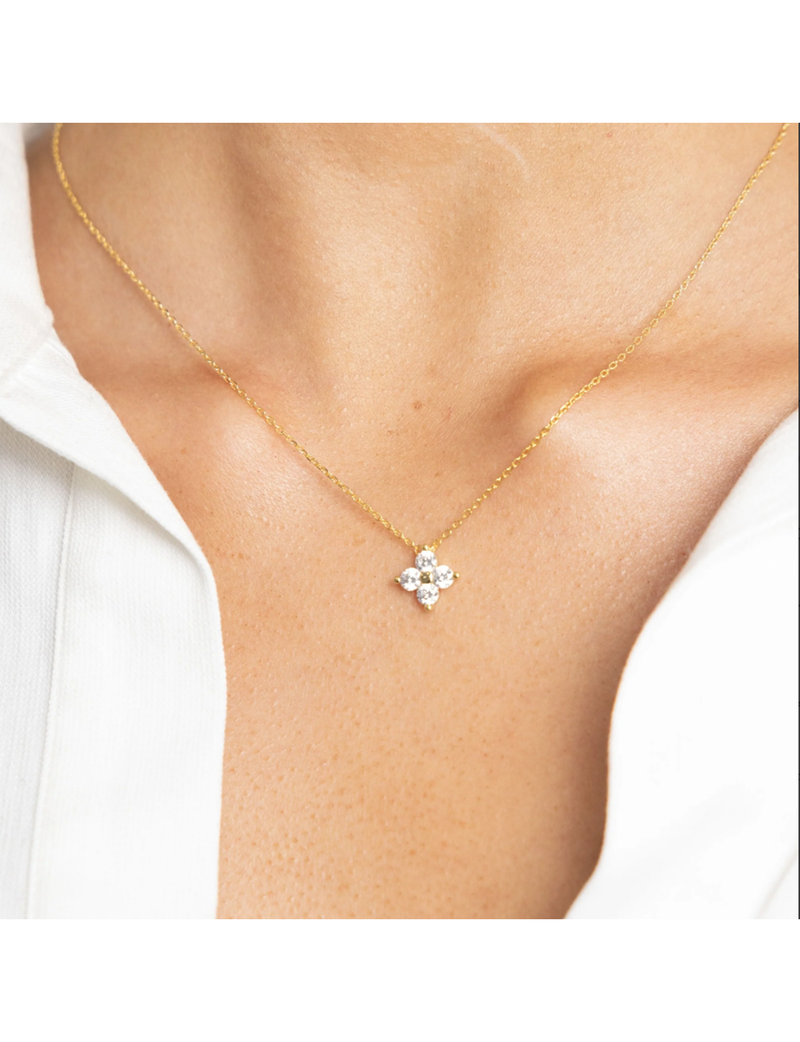 Mae CZ Pendant Necklace, Gold