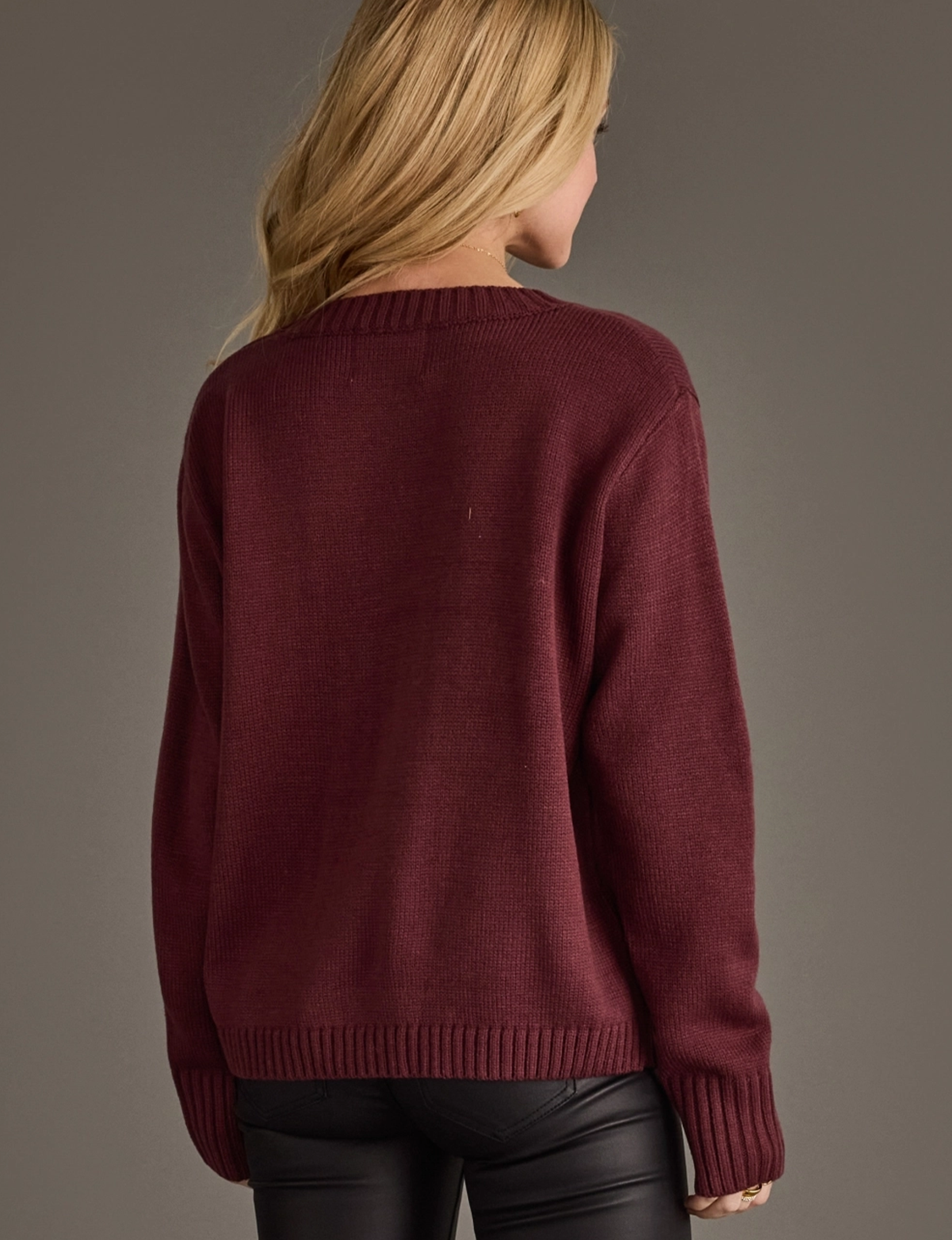 Wine Weekend Sweater, Burgundy/Ivory