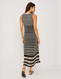 Yvette Dress, Onyx Ivory Stripe