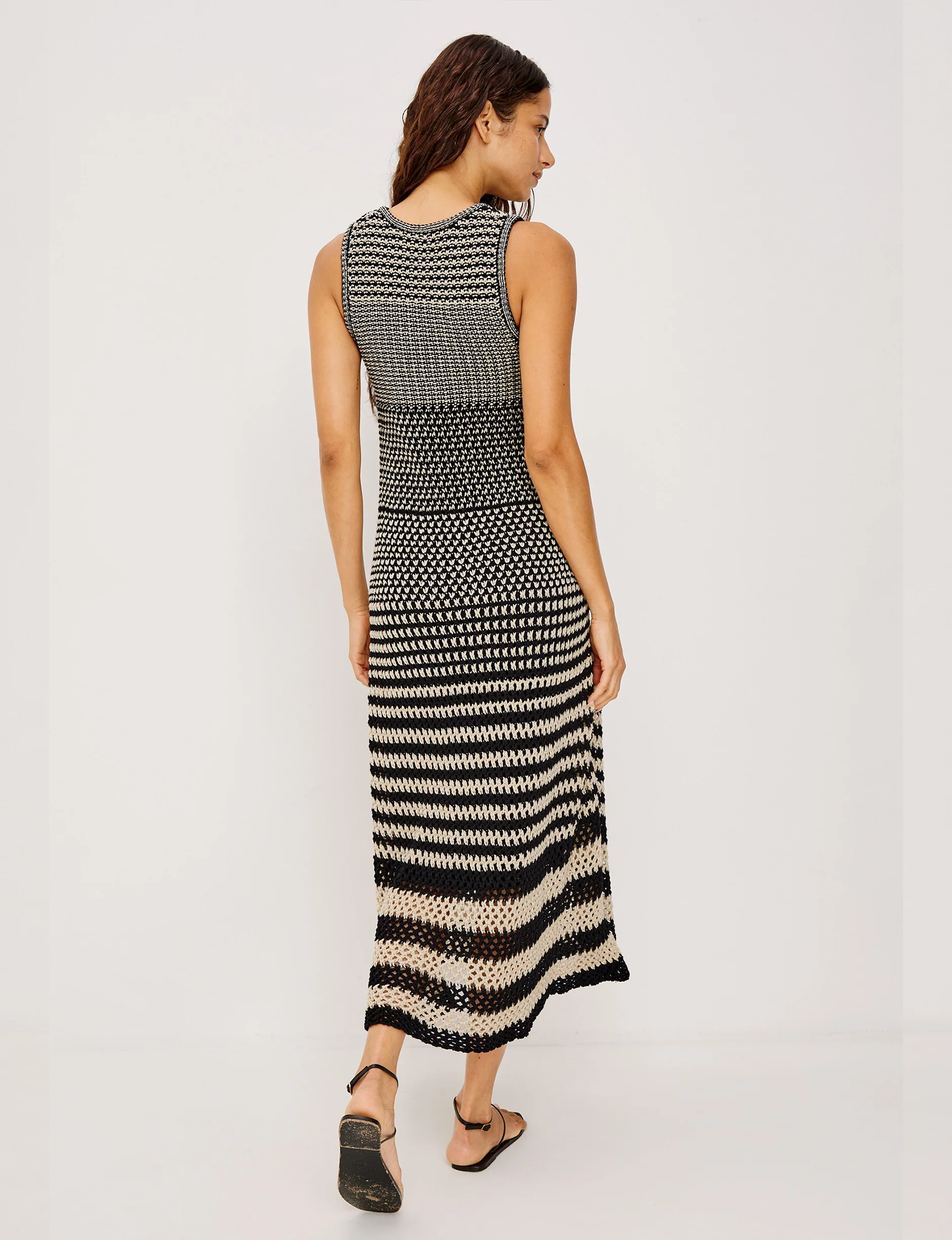 Yvette Dress, Onyx Ivory Stripe