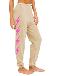 Bolt 4 Women's Sweatpants, Sand/Neon Pink