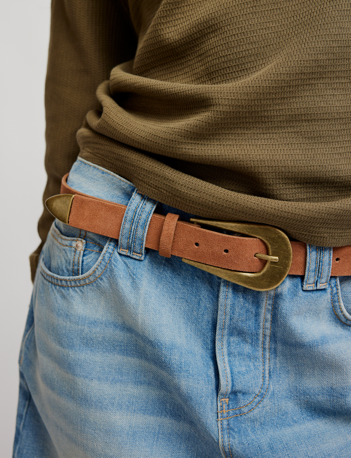 Cannon Suede Belt, Cognac