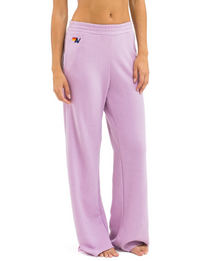 5 Stripe Wide Leg Pocket Sweatpants, Mauve/White Neon