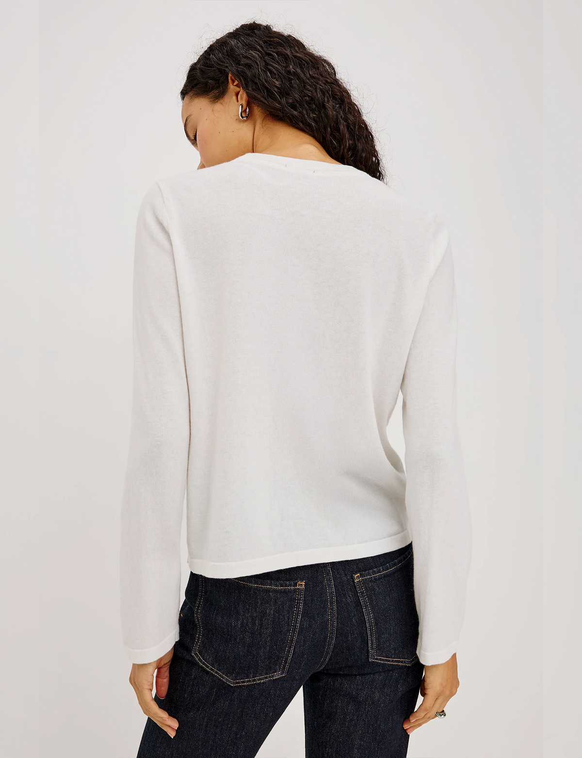 Cotton Cashmere LS Tee, White
