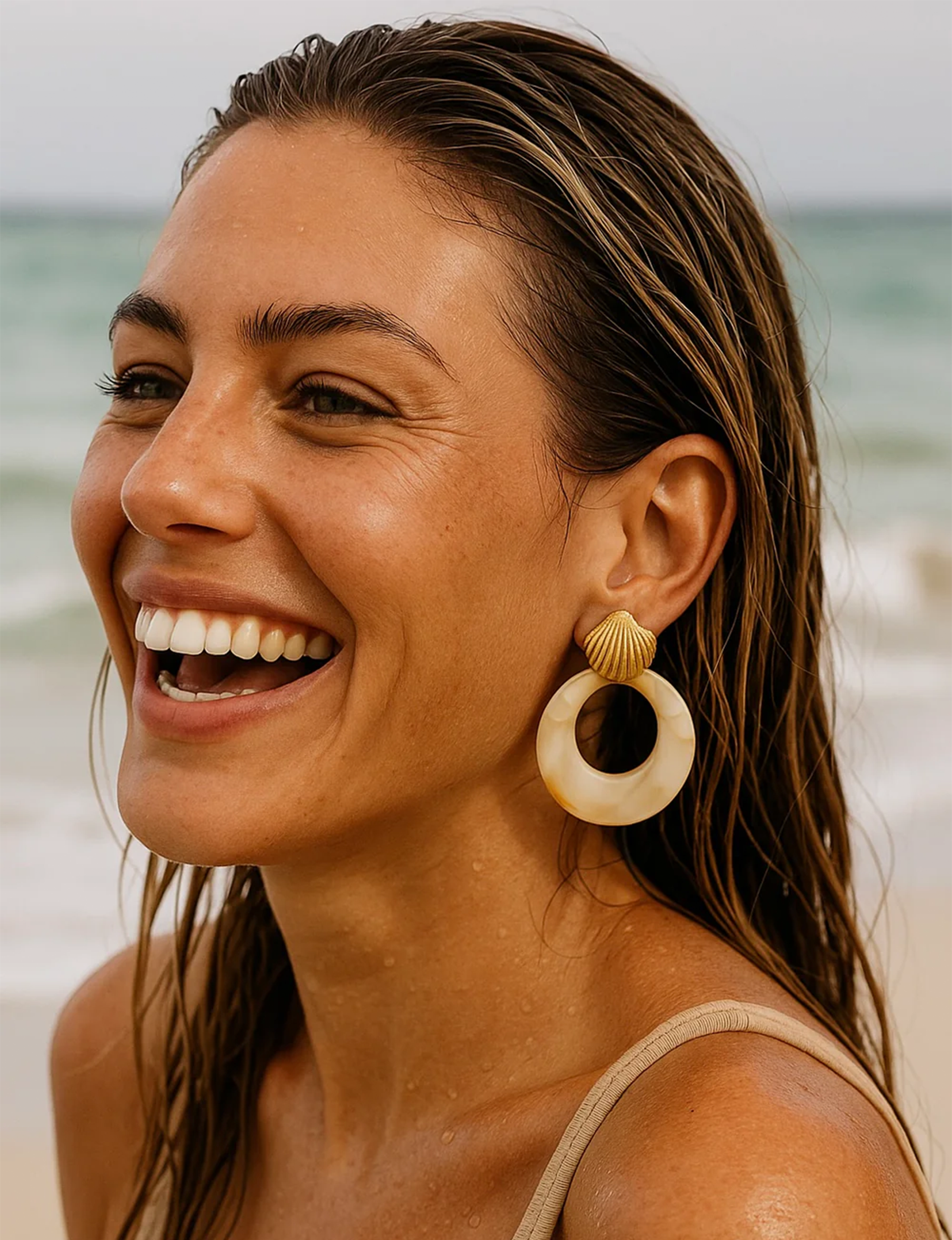 Kenle Shell Earring, Marble