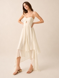 Keyhole Bodice Dress, Cream