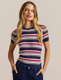 Fitted Crew Tee, Seaside/Stripe