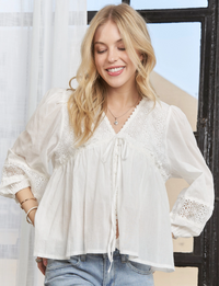 Priya Eyelet Top, White