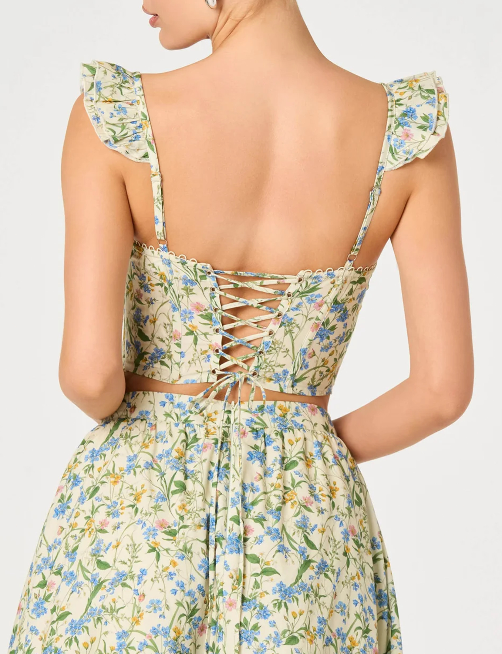 Wedelia Top, Blue/Green/Multi Floral