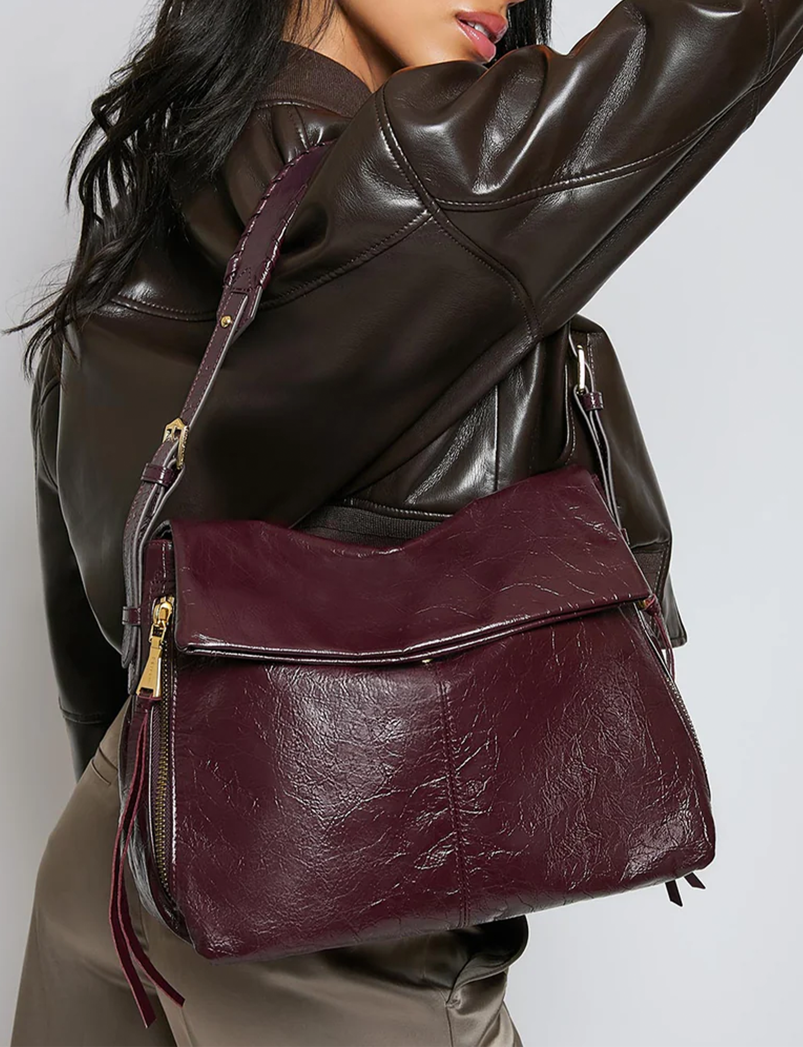 Bali Hobo Bag, Cherry Crinkle