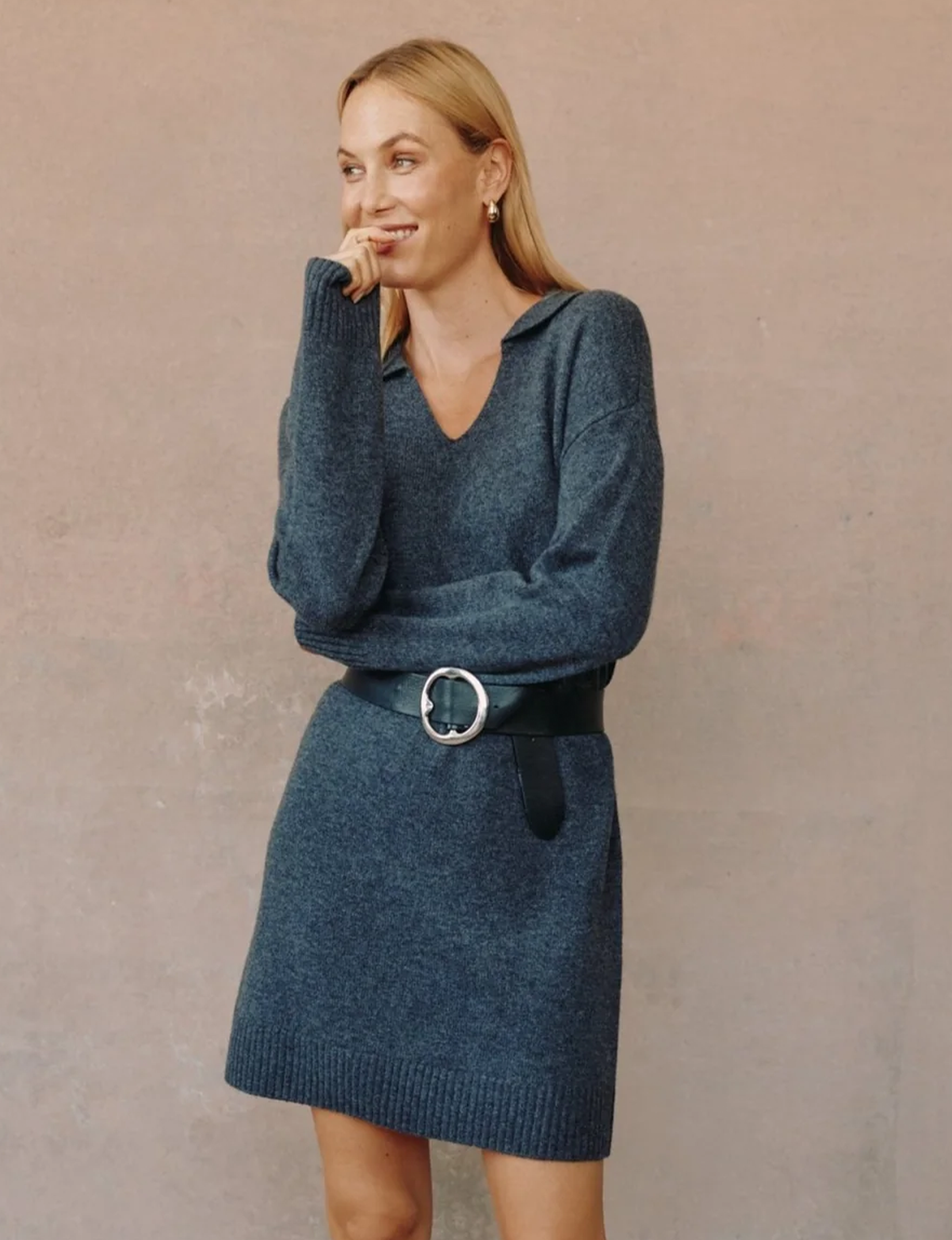 Pullover Sweater Dress, Charcoal