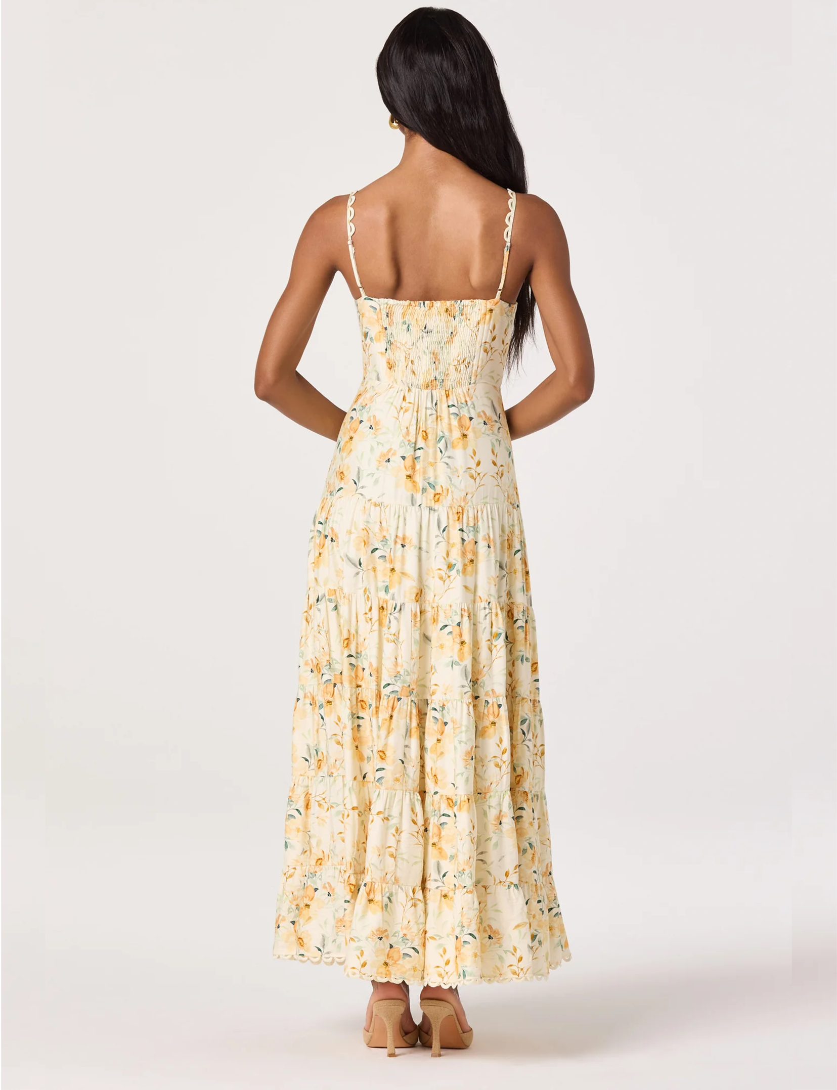 Tazia Dress, Yellow Cream Floral