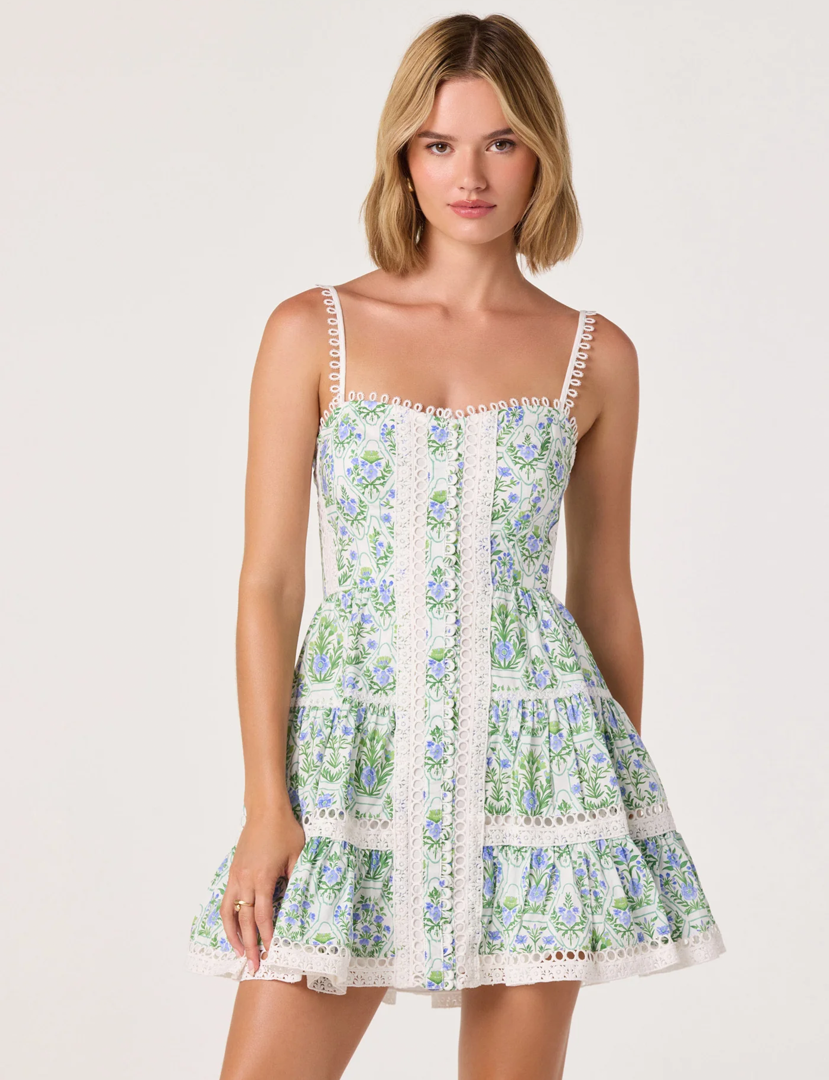 Skye Dress, Blue/Green Floral