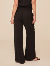 Smocked Pocket Wide Leg Pant, Vintage Black