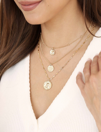 Three Coins Necklace Set, Gold