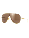 Letter Logo Sunglasses, Gold/Brown