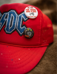 AC/DC Lightening Trucker Hat, Red