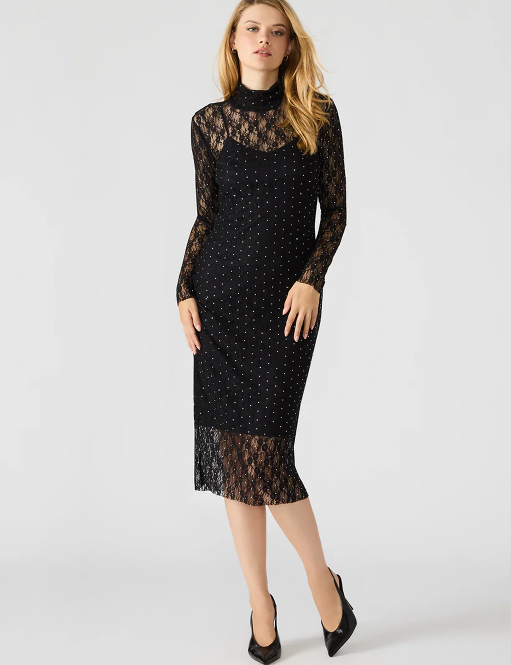 Vivienne Studded Dress, Black