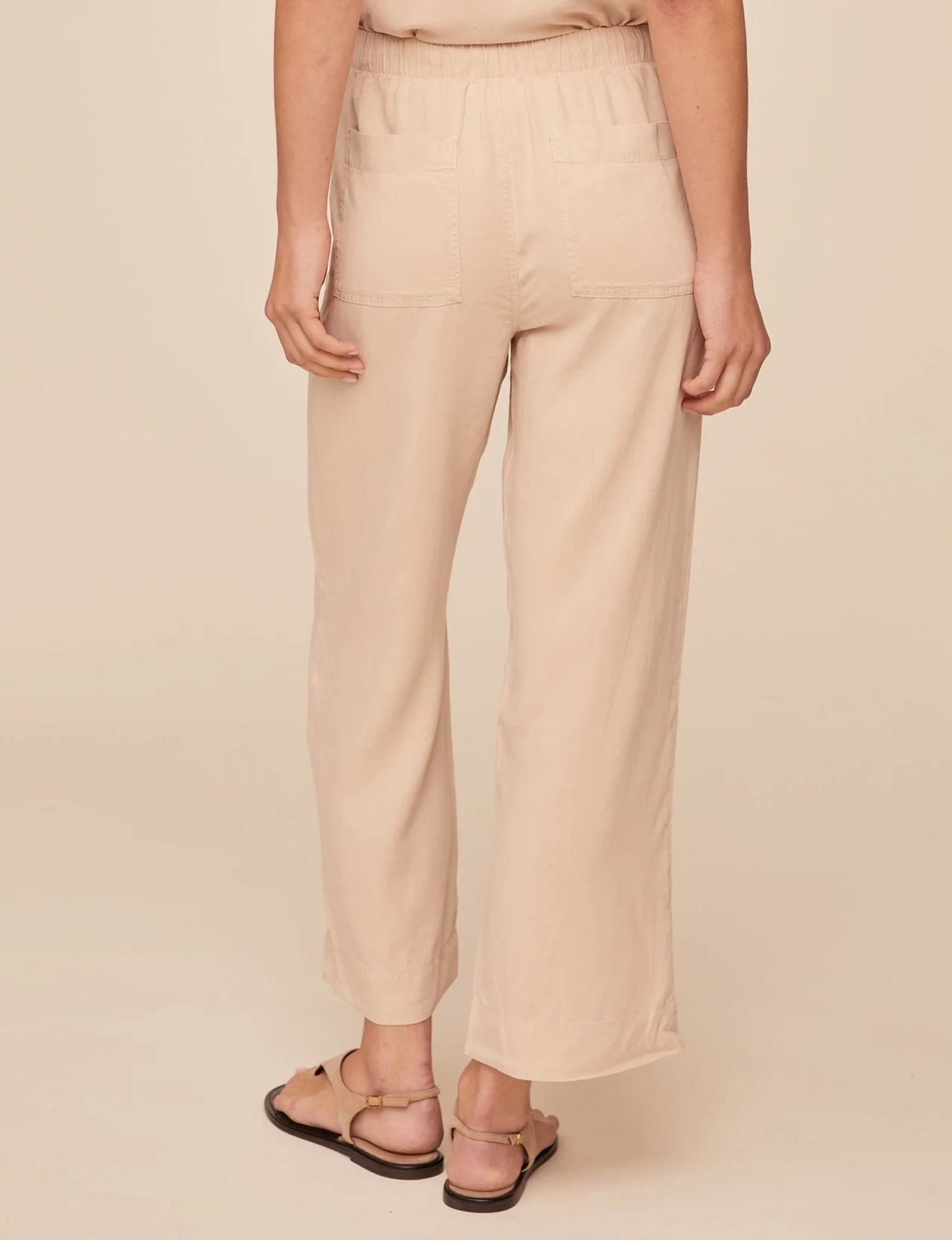 Easy Wide Leg Crop, Linen Sand