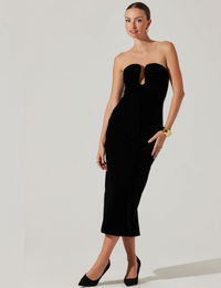 Arista Velvet Midi Dress, Black