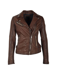 Sofia Leather Moto Jacket, Brown