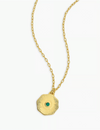 Power Birthstone Coin Necklace (May), Gold/Green Agate