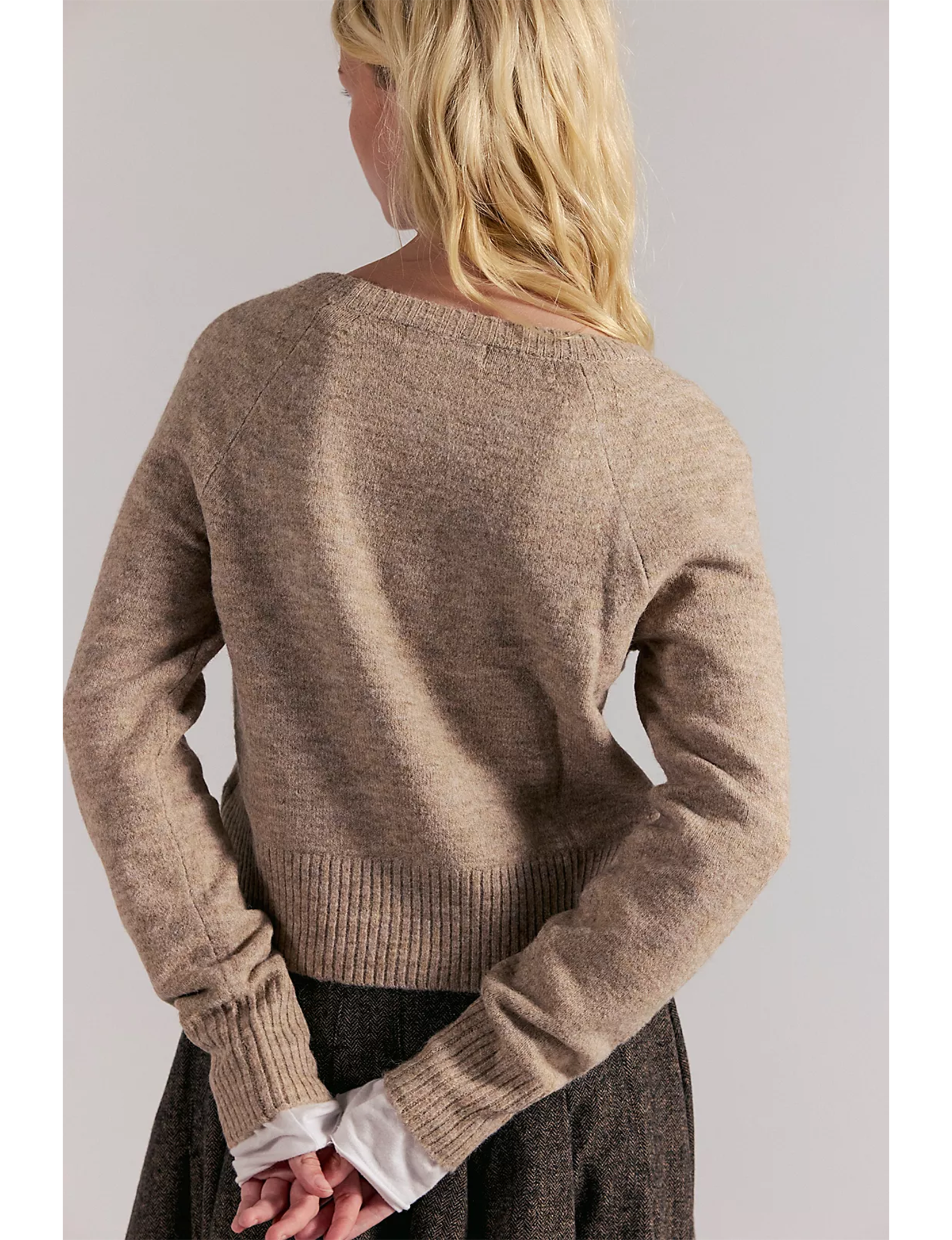 School Girl Cardi, Feather Grey Melange