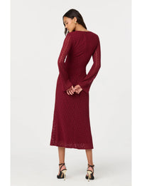 Tamia Lace Bustier Midi Dress, Wine