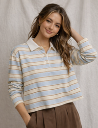 Daria Rugby Polo, Powder Blue