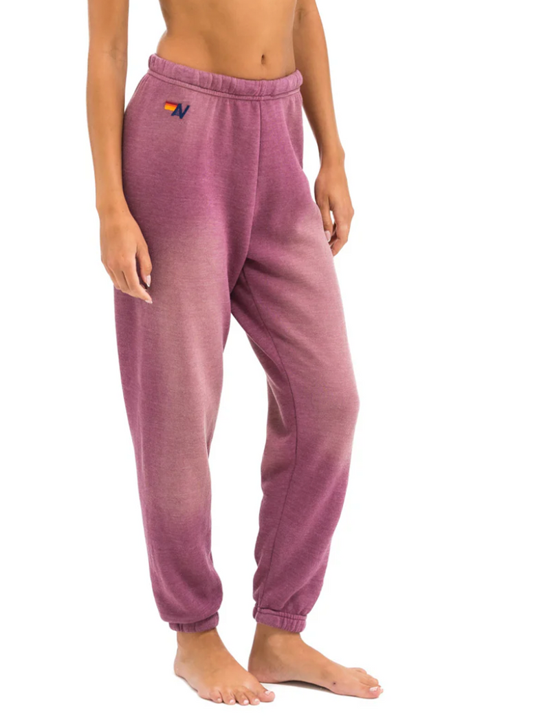 5 Stripe Women's Sweatpants, Faded Berry