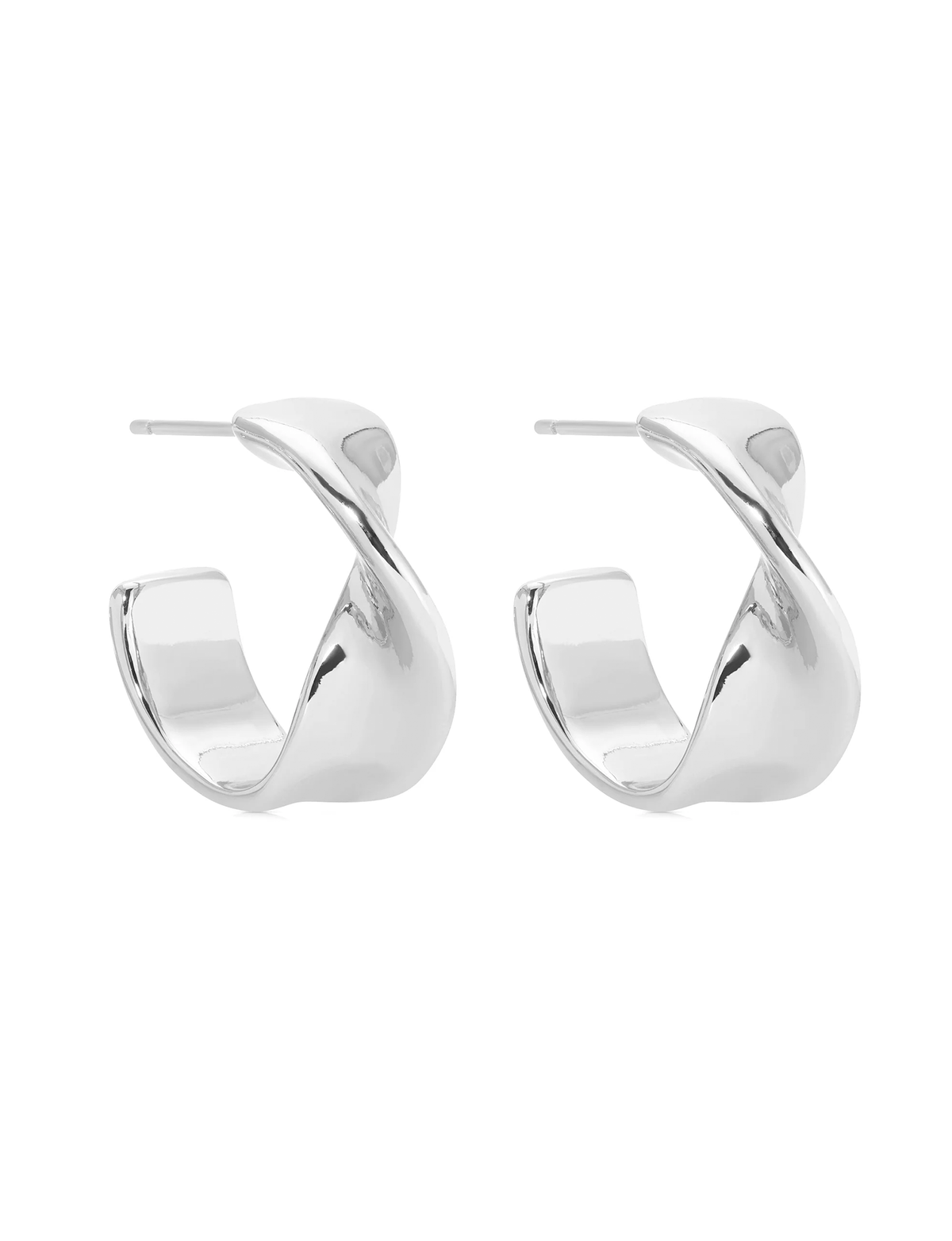 Heirloom Twist Small Hoops, Silver