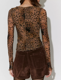 Lilly Printed Long Sleeve Tee, Brown/Combo