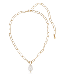 Pearl Chain Necklace, Gold