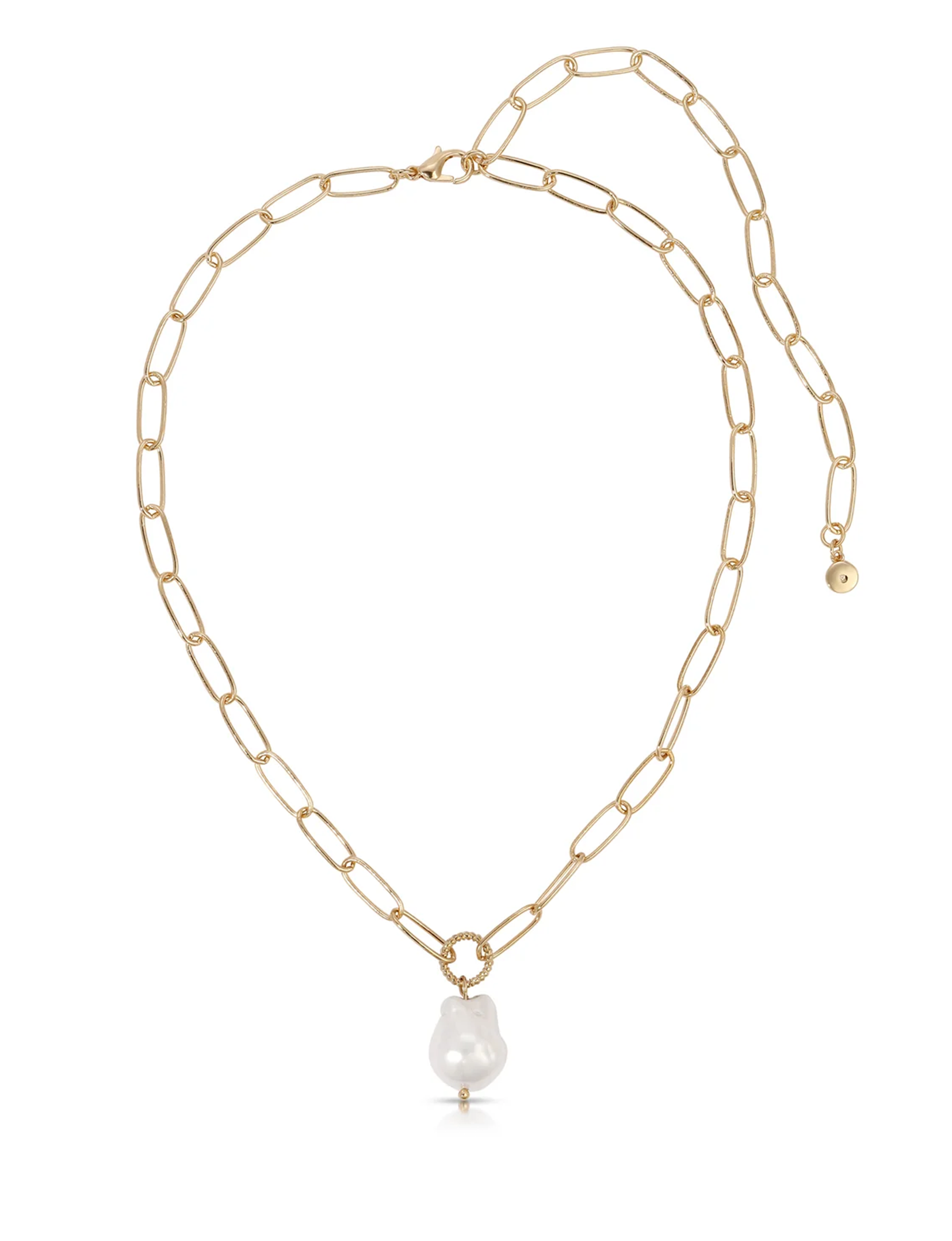 Pearl Chain Necklace, Gold