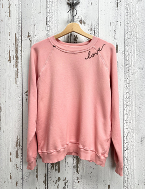 Love Embroidered Crewneck Sweatshirt, Rose/Mauve
