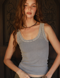 Vintage Reversible Ribbed Tank, Vintage Cool Grey O/S