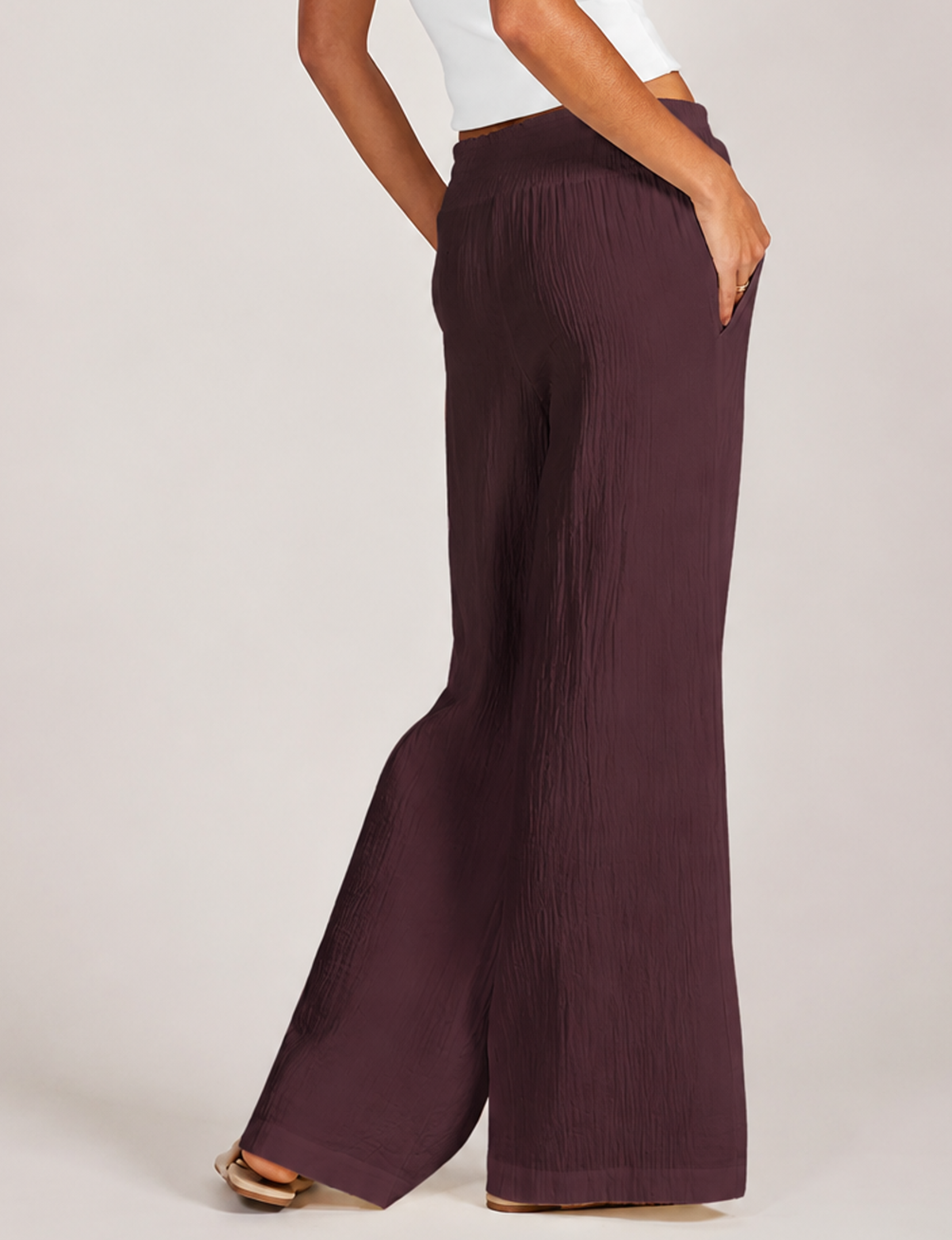 Wide Leg Beach Pant, Umber