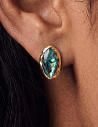 Luxe Mini Studs, Gold/Abalone