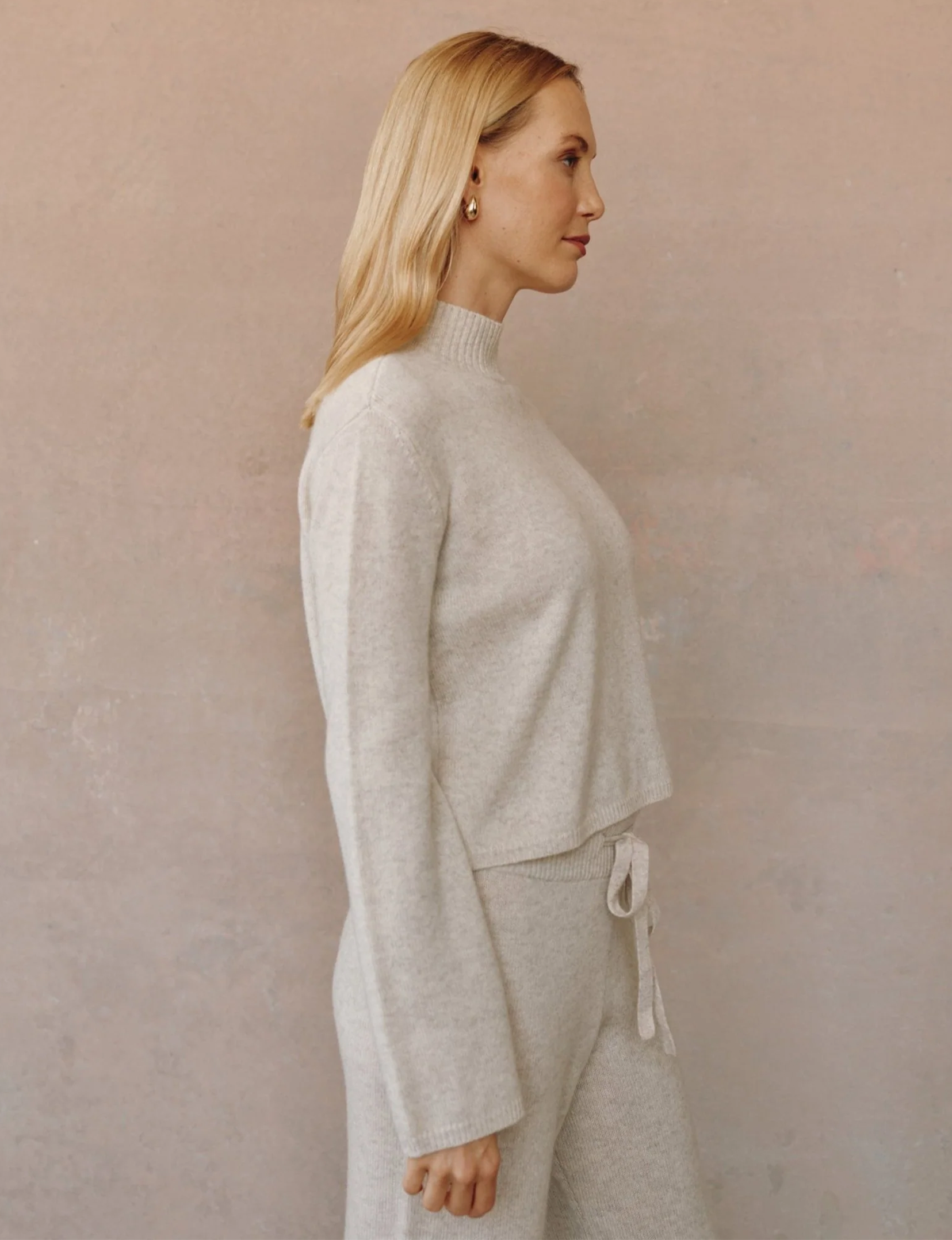 Mock Neck Sweater, Ivory Oat