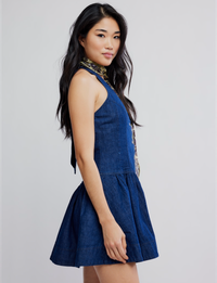 Clean Break Denim Mini Dress, Night Wash