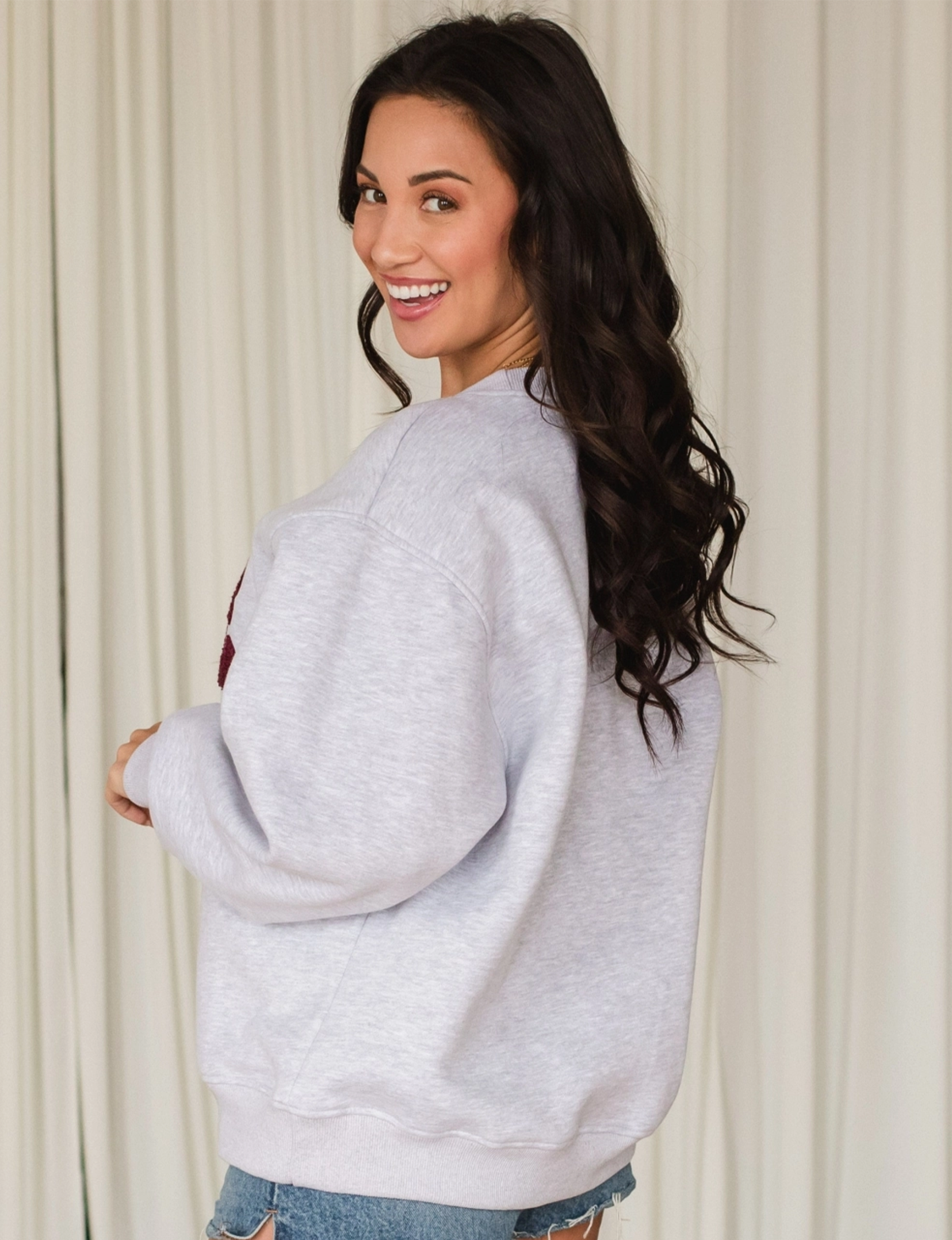 Wine Sweater, Grey/Burgundy