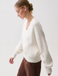 Nika V Neck Sweater, White