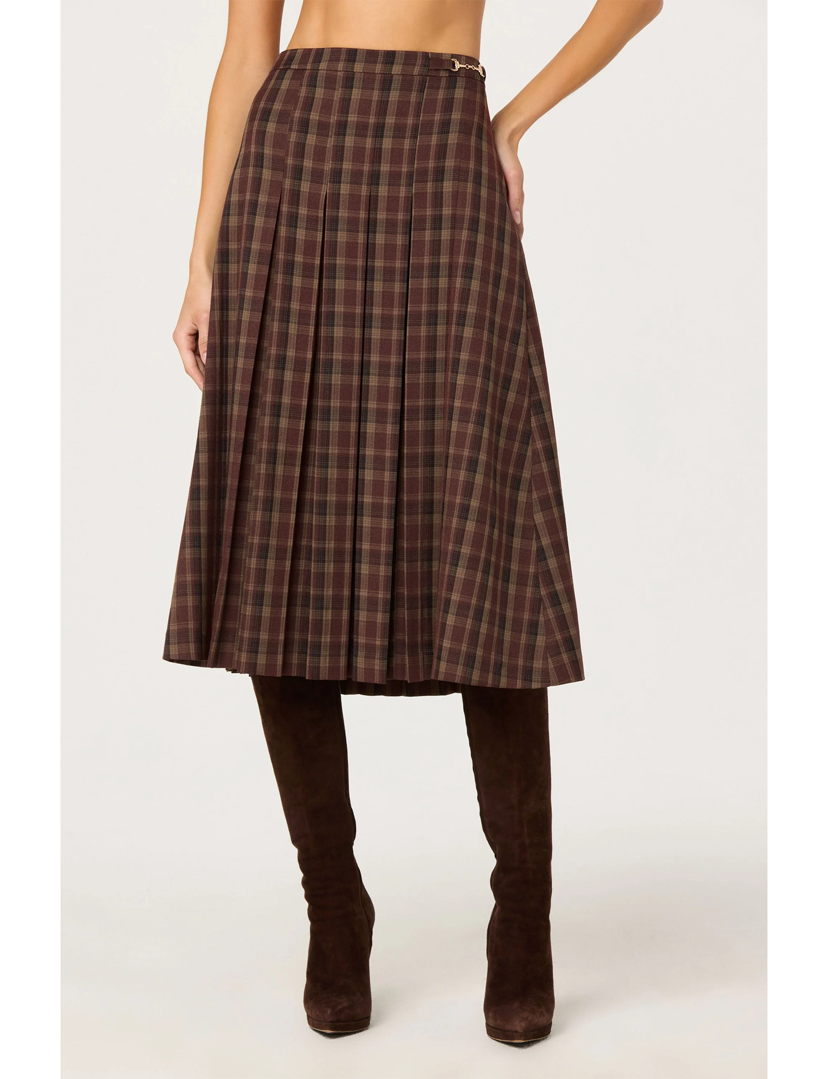 Vena Skirt, Wine Plaid