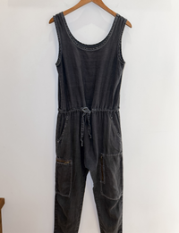 Current/Elliott Utility Jumpsuit, Washed Charcoal