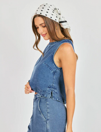 It's Pouring Sleeveless Top, Dark Chambray